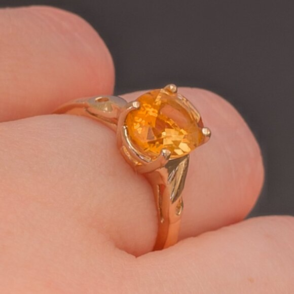14K Yellow Gold Citrine Solitaire Ring • November Birthstone - Picture 6 of 12